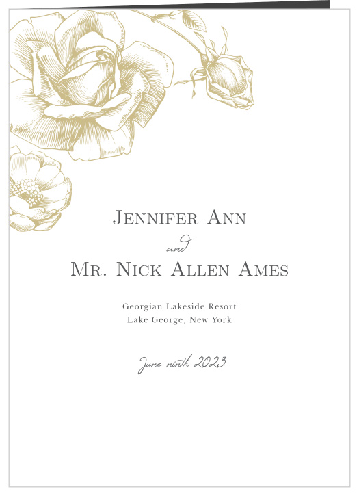 Be sure family and friends know every step of your ceremony with our Illustrated Rose Folded Wedding Programs.