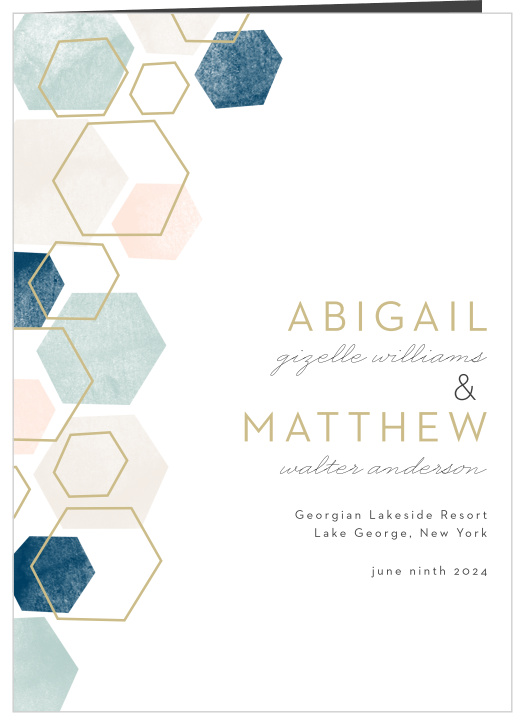 Keep family and friends in the loop throughout your ceremony with our Geometric Watercolor Folded Wedding Programs.