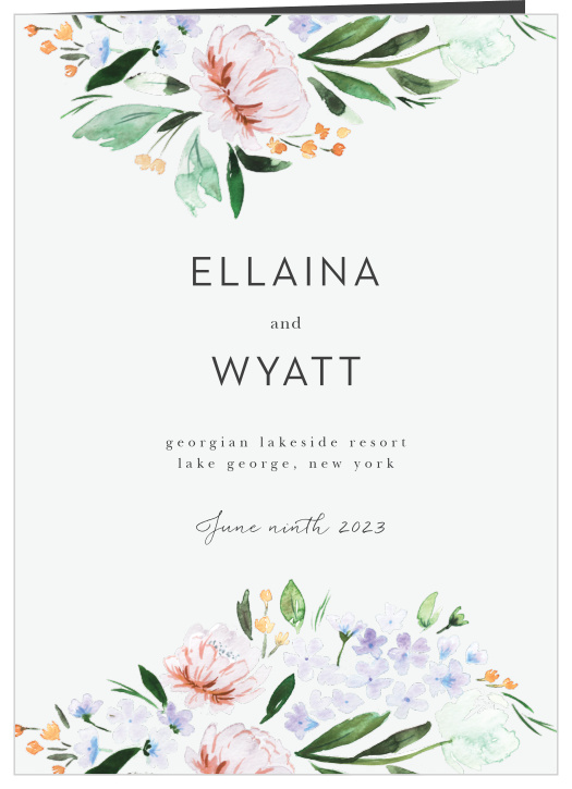 Be sure family and friends are kept in the loop throughout your ceremony with our Floral Cascade Folded Wedding Programs.