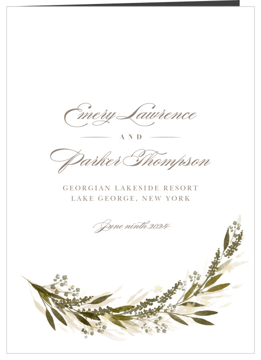 Set the stage for your big day with our Elegant Wreath Folded Wedding Programs.