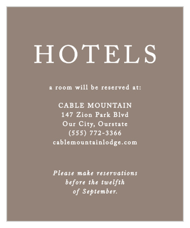 Charming Script Accommodation Cards