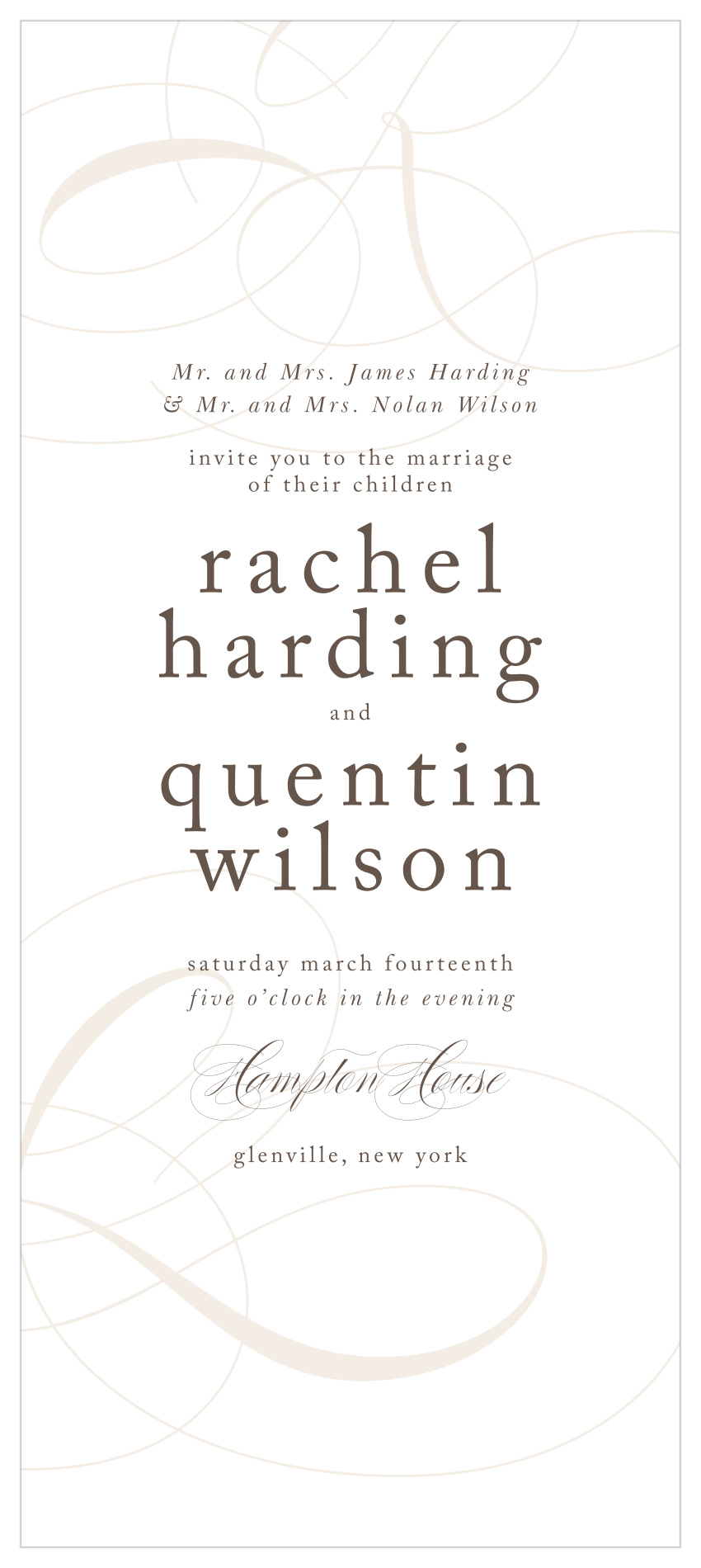 Charming Script Tea Wedding Invitations