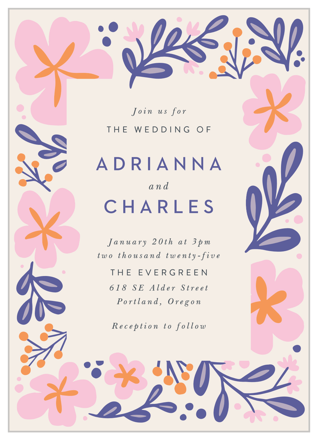 Fluid Florals Wedding Invitations