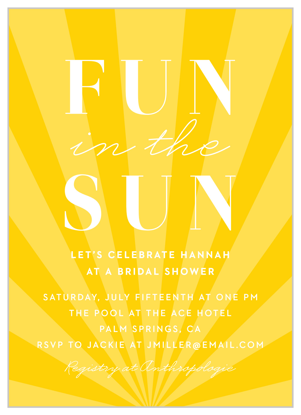 Sunshine Rays Bridal Shower Invitations