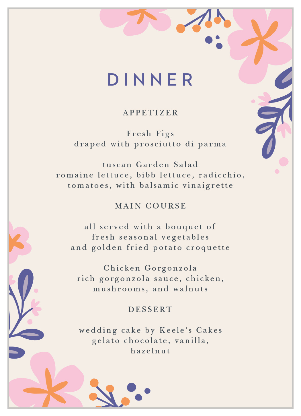 Fluid Florals Wedding Menus