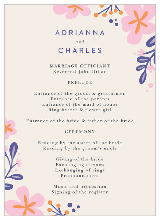Fluid Florals Wedding Programs