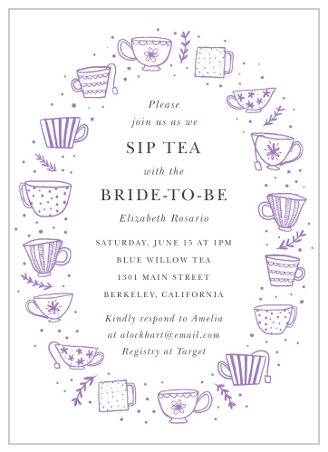 The Tea Cup Stack invite has a elegant and creative design that fits perfectly with your tea party bridal shower.