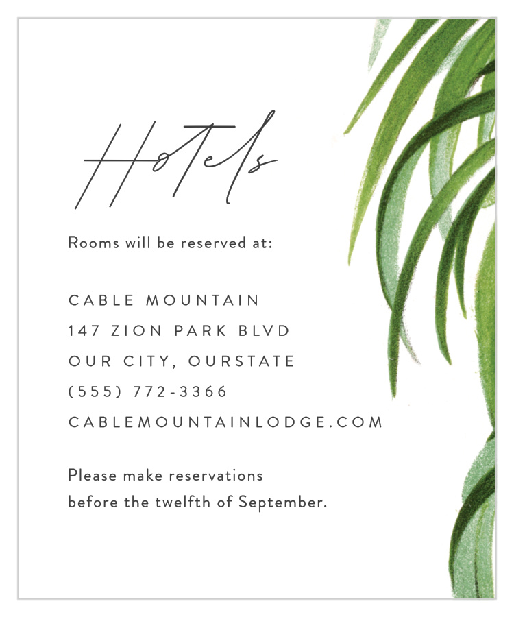 Painted Palm Accommodation Cards