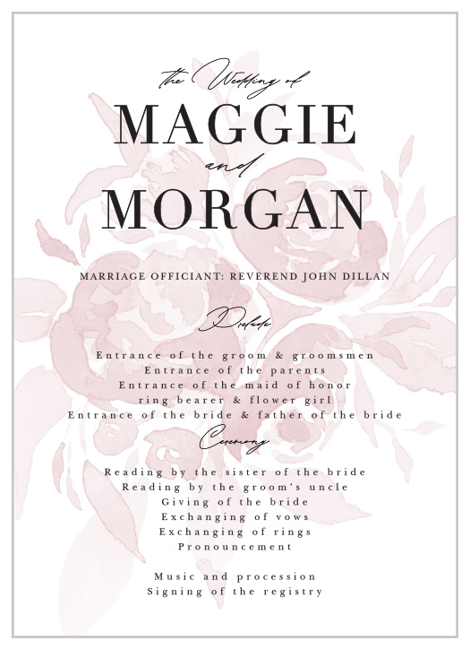 Fresh Peonies Wedding Programs