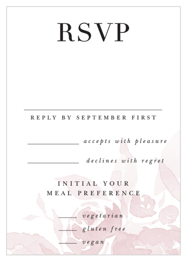 Our Fresh Peonies Response Cards help you gather a headcount of every friend and family member that plans to attend your wedding.