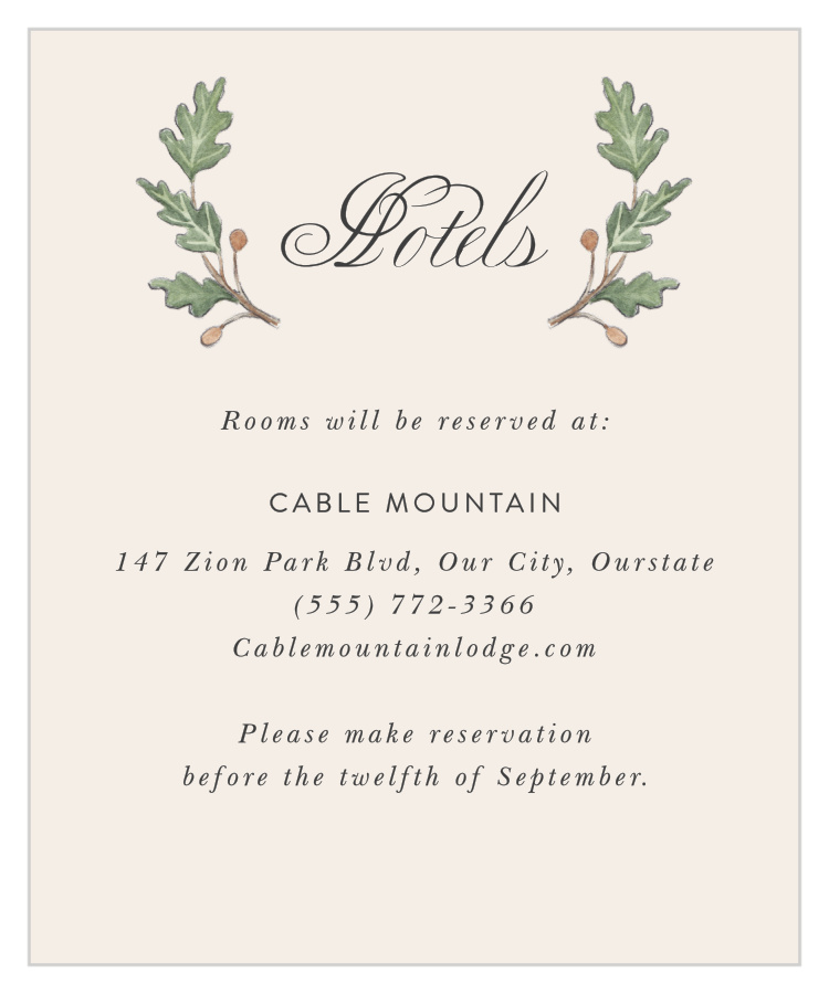 Oak Leaves Accommodation Cards