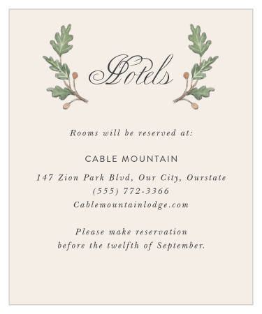 Oak Leaves Accommodation Cards