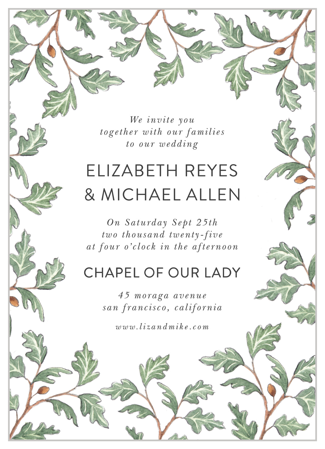 Oak Leaves Wedding Invitations