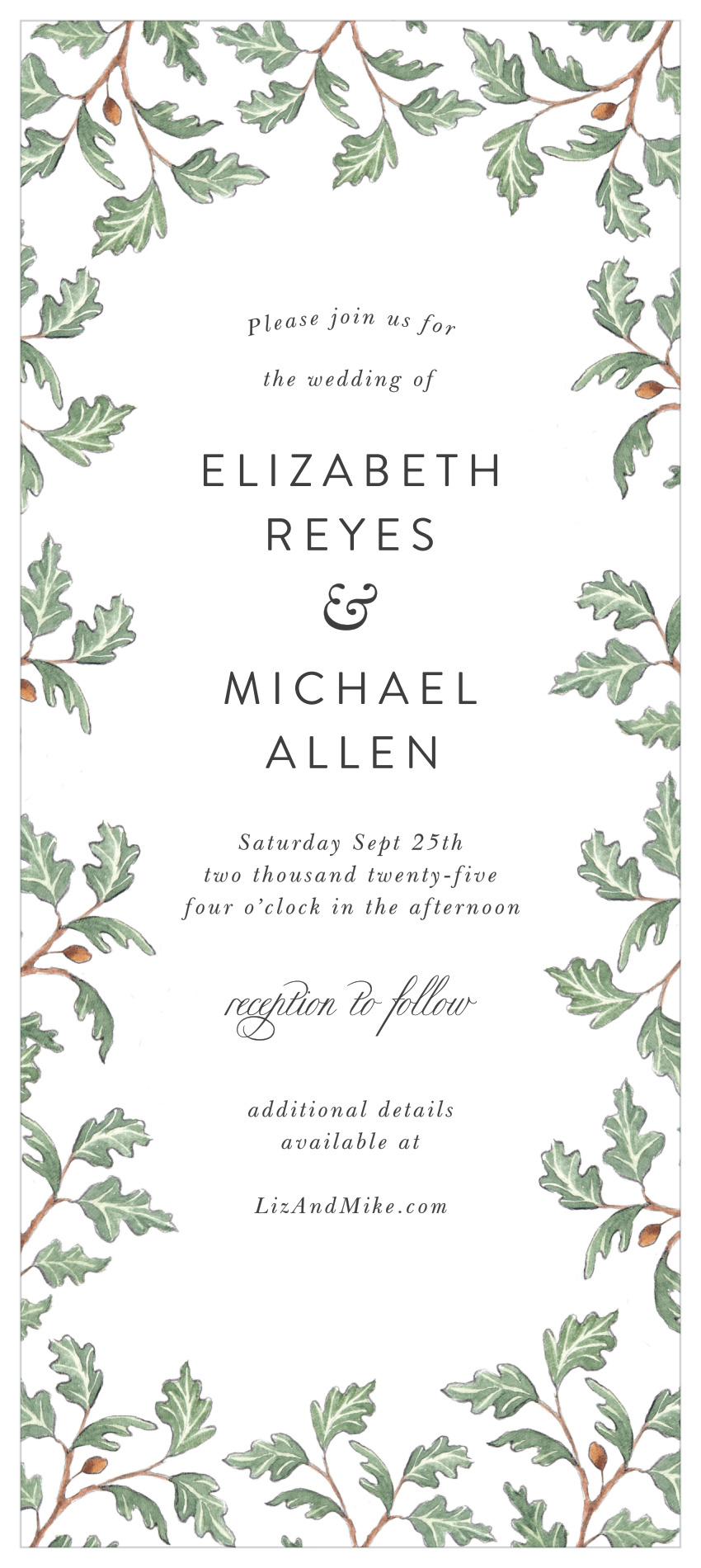 Oak Leaves Tea Wedding Invitations
