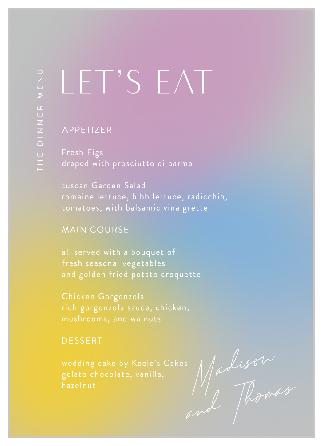 Love Aura Wedding Menus