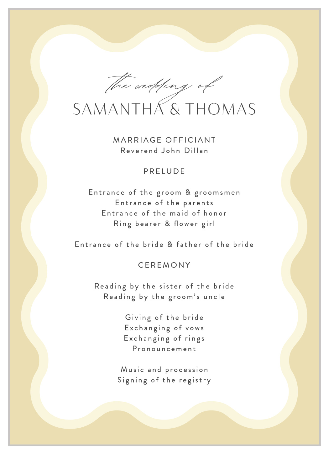 Wave Pool Wedding Programs