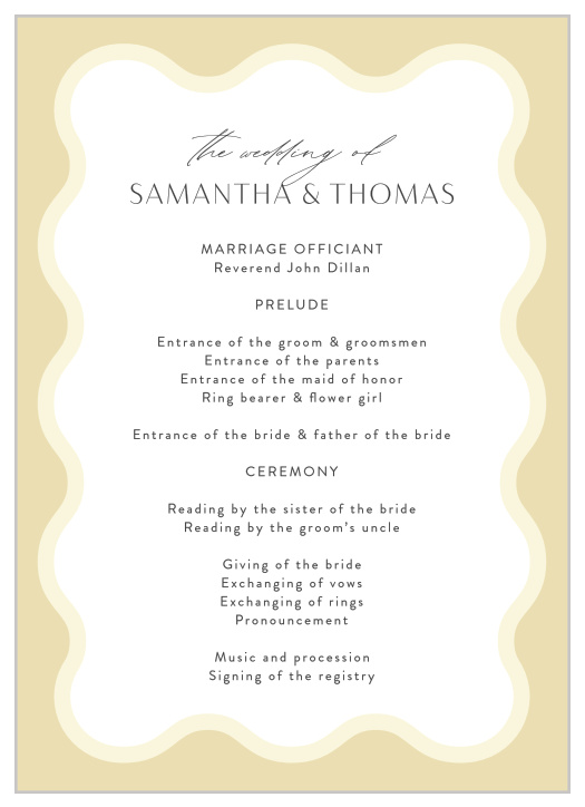 Wave Pool Wedding Programs