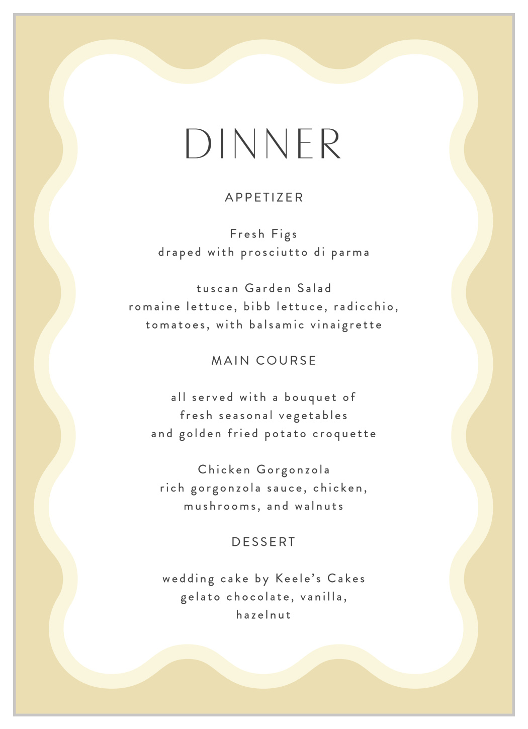 Wave Pool Wedding Menus
