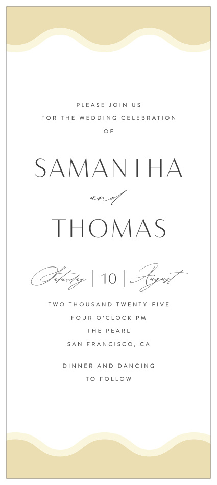 Set the scene for a memorable ceremony with our Wave Pool Tea Wedding Invitations. 