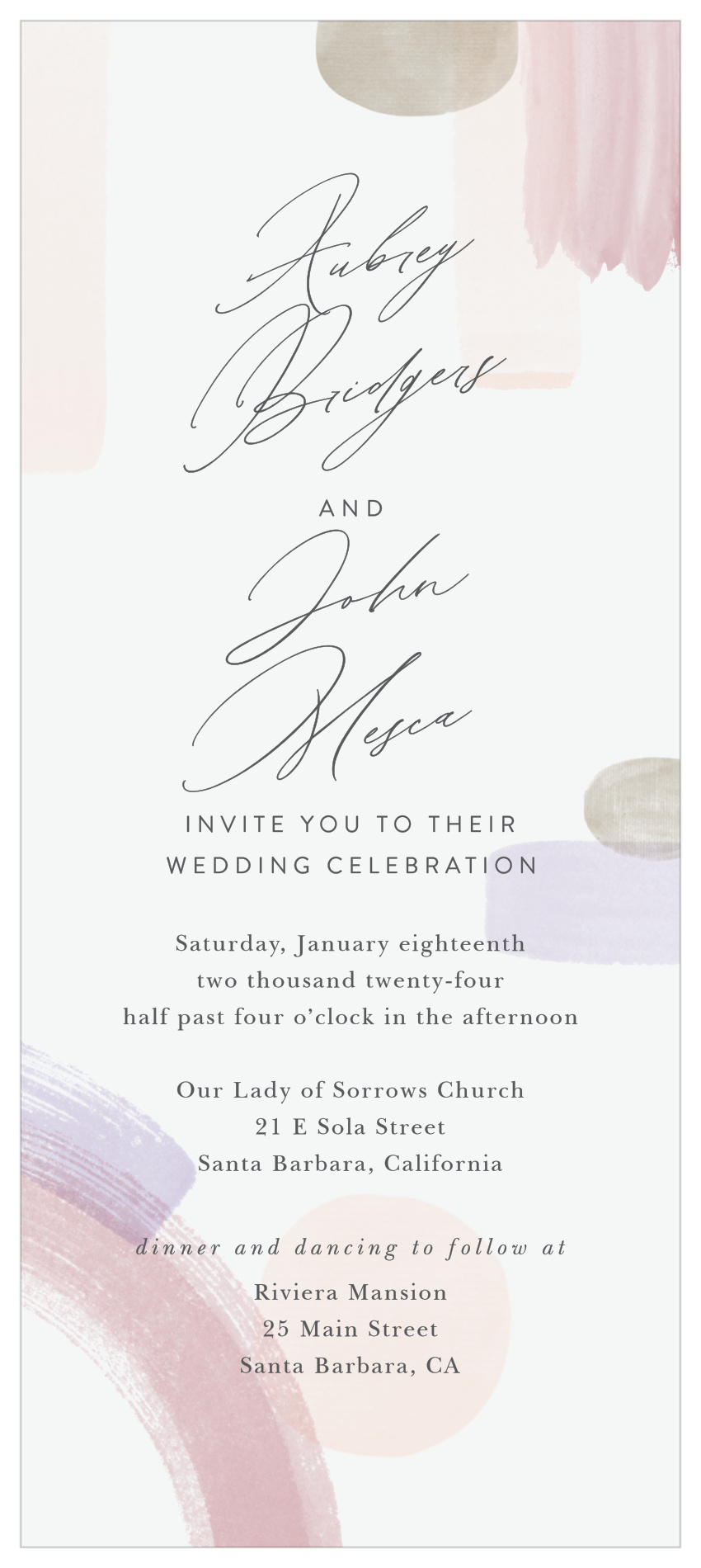 Painted Abstract Tea Wedding Invitations