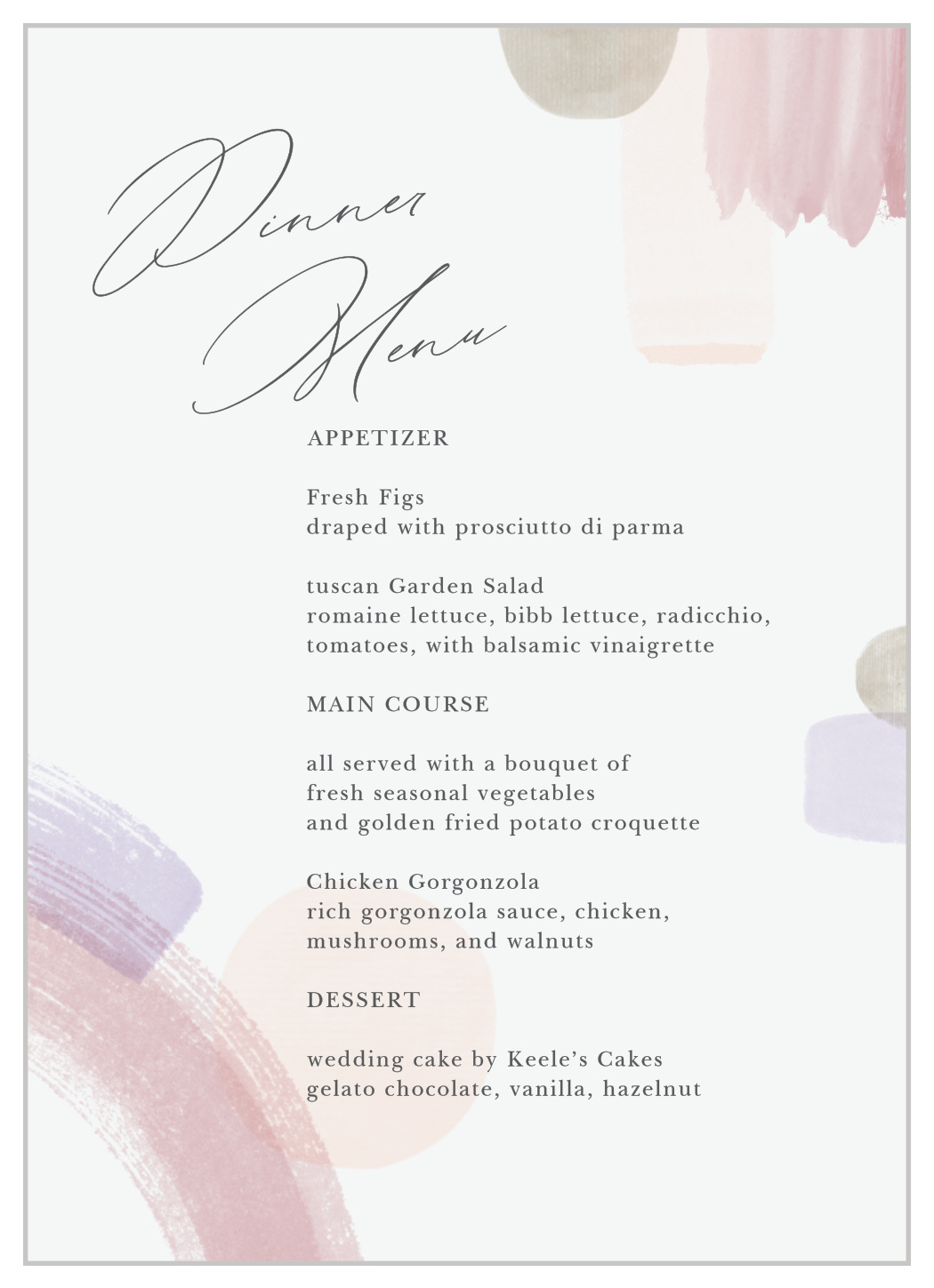 Painted Abstract Wedding Menus