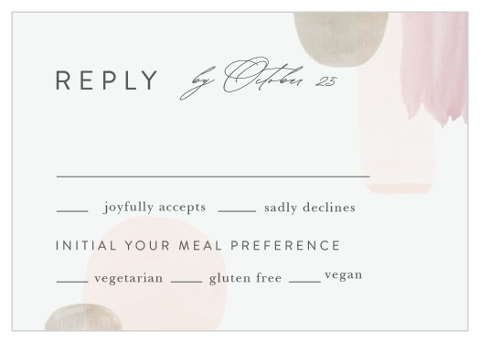 Gather a headcount of everyone that plans to attend your wedding when you send out our Painted Abstract Response Cards.