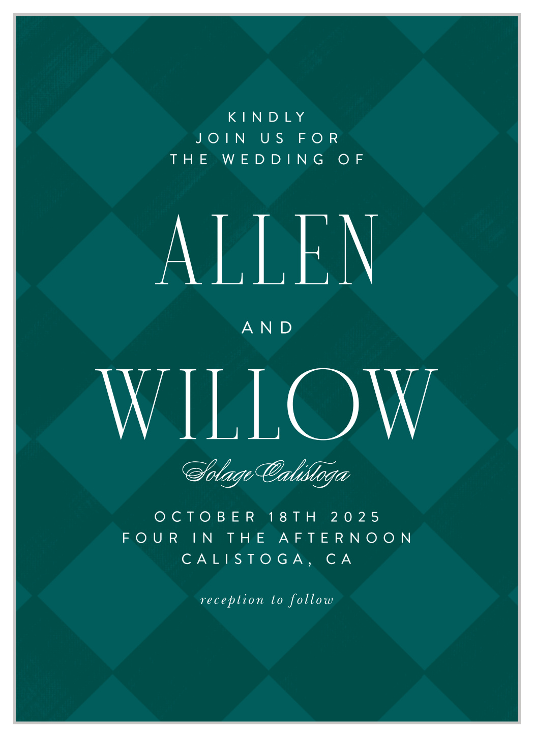 Classic Checker Wedding Invitations