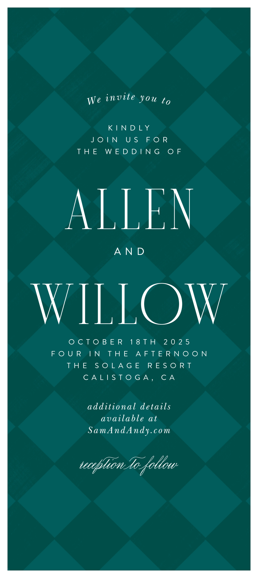 Classic Checker Tea Wedding Invitations