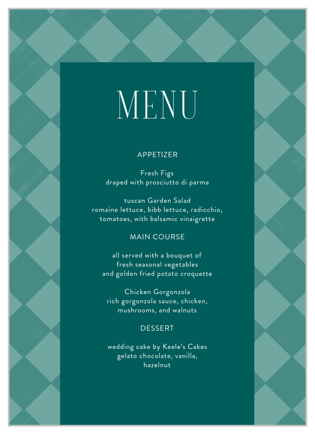 Classic Checker Wedding Menus