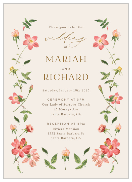 Surround yourselves with close friends and family on your special day when you send out our Foraged Florals Wedding Invitations.