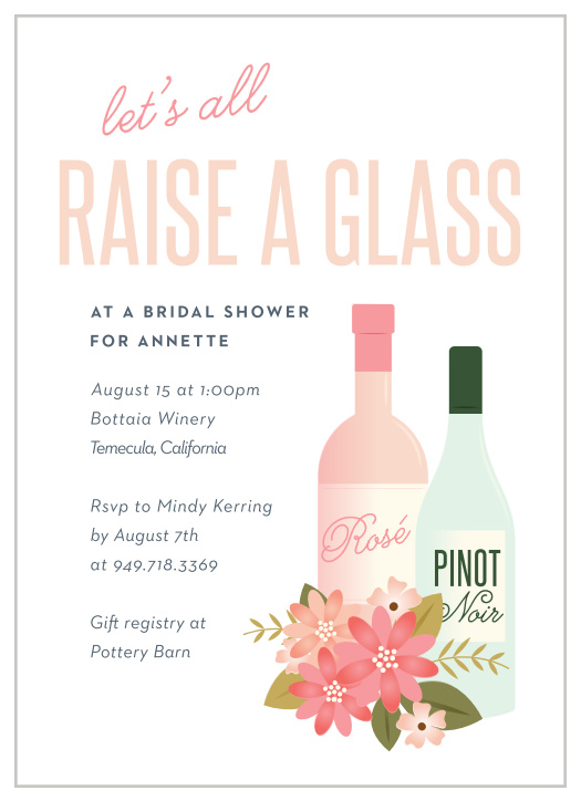 Gather your favorite people together to celebrate before the big day with our Grapes & Wine Bridal Shower Invitations.