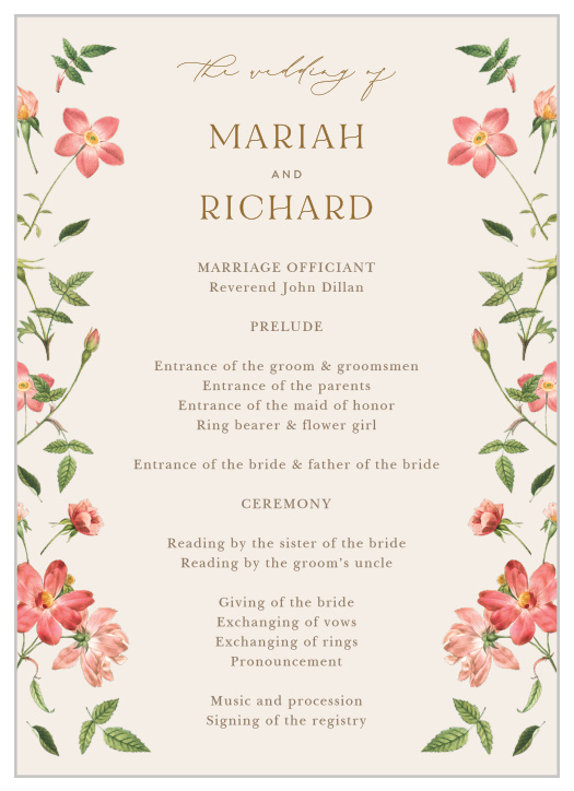 Foraged Florals Wedding Programs