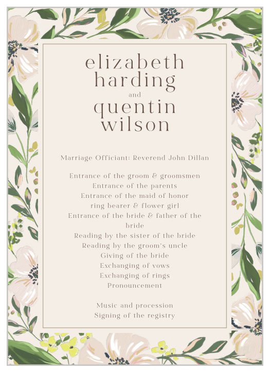 Spring Bouquet Wedding Programs