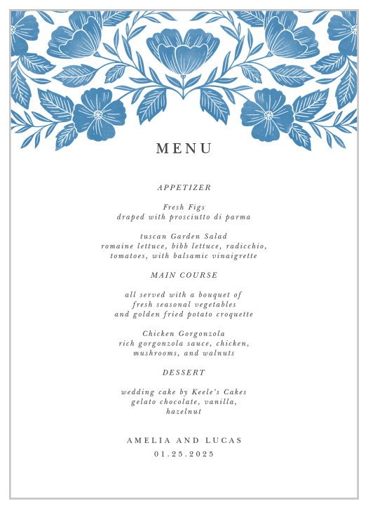 Fall in Love Wedding Menus