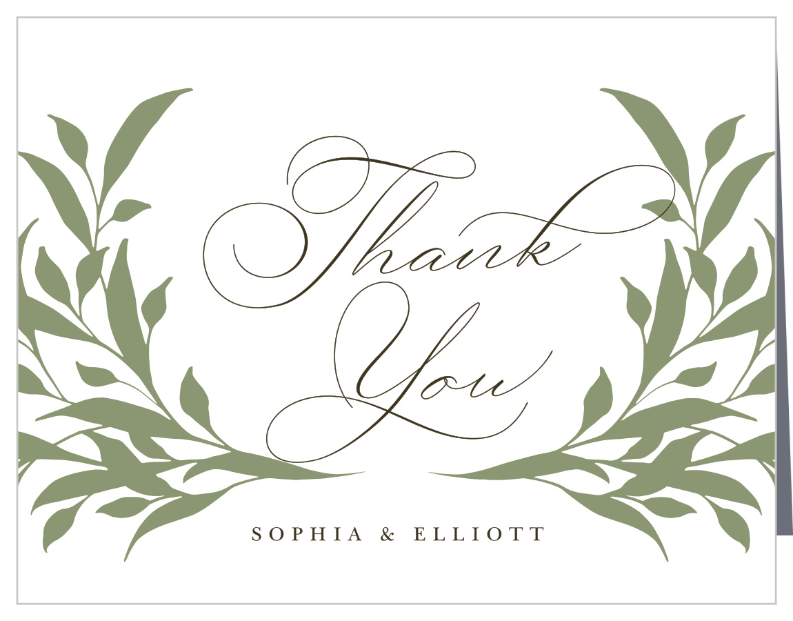 Leafy Crest Wedding Thank You Cards