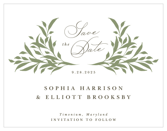 Set the mood for your wedding with our Leafy Crest Save the Date Magnets.