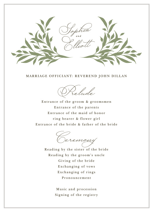 Leafy Crest Wedding Programs