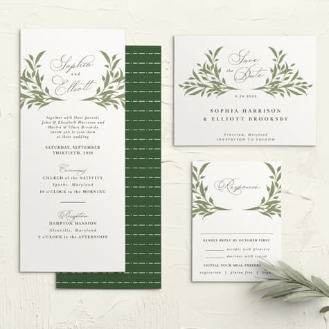 Leafy Crest Tea Wedding Invitations