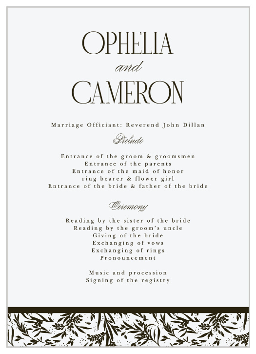 Wild Ophelia Wedding Programs