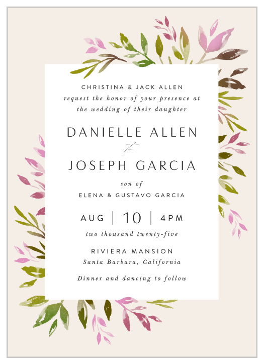 Surround yourselves with close friends and family on your special day with our Vibrant Foliage Wedding Invitations.