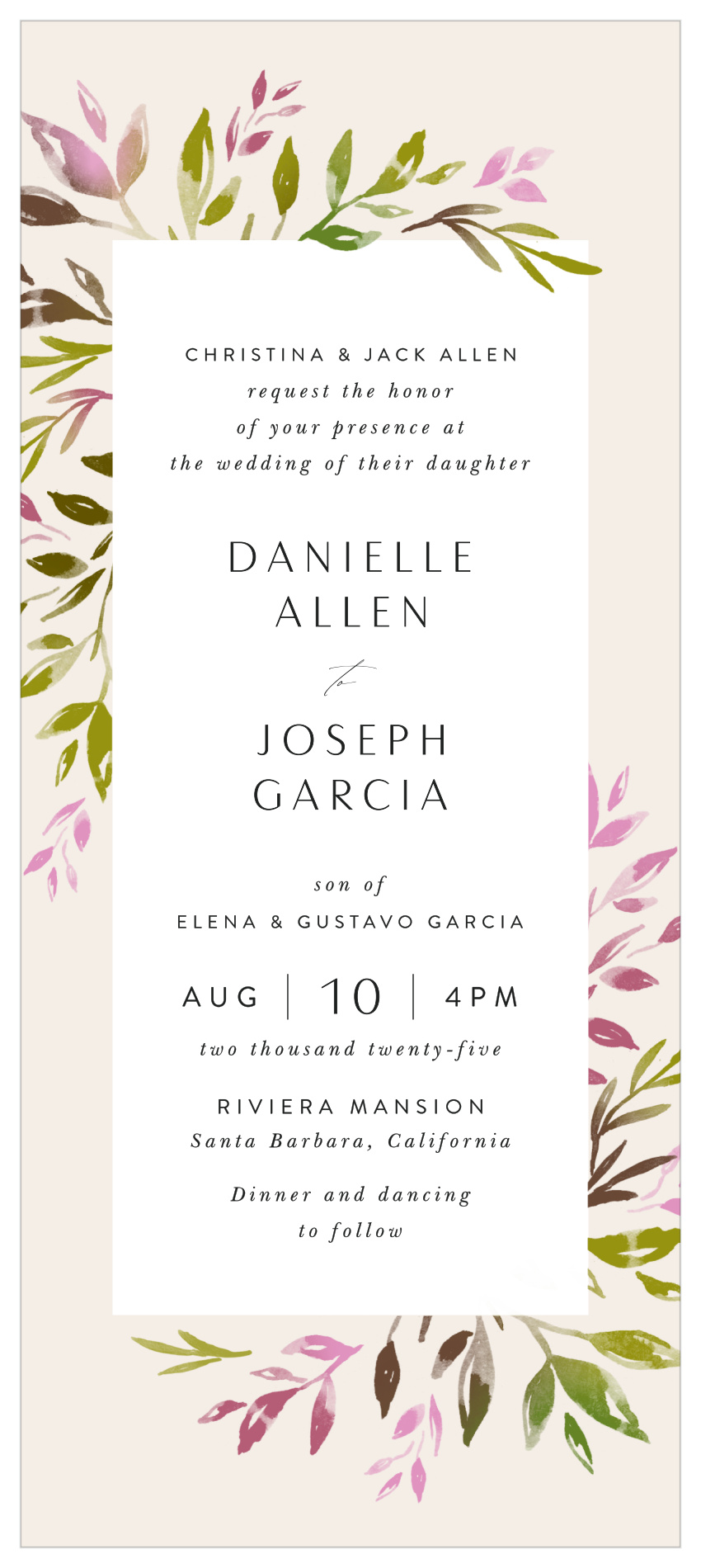 Vibrant Foliage Tea Wedding Invitations