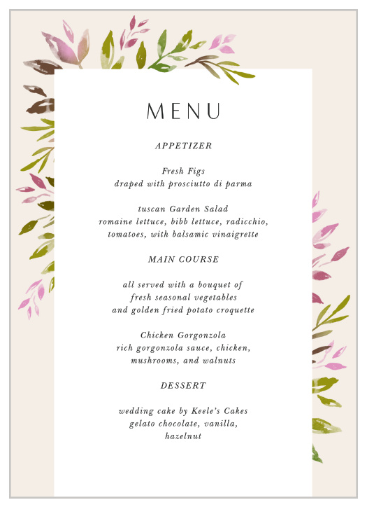 Vibrant Foliage Wedding Menus