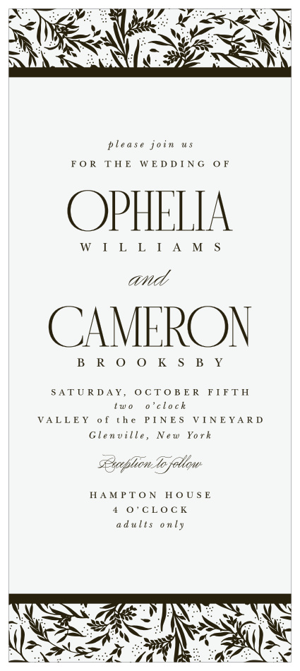 Create a wedding atmosphere straight from a classic romance novel with our Wild Ophelia Tea Wedding Invitations.