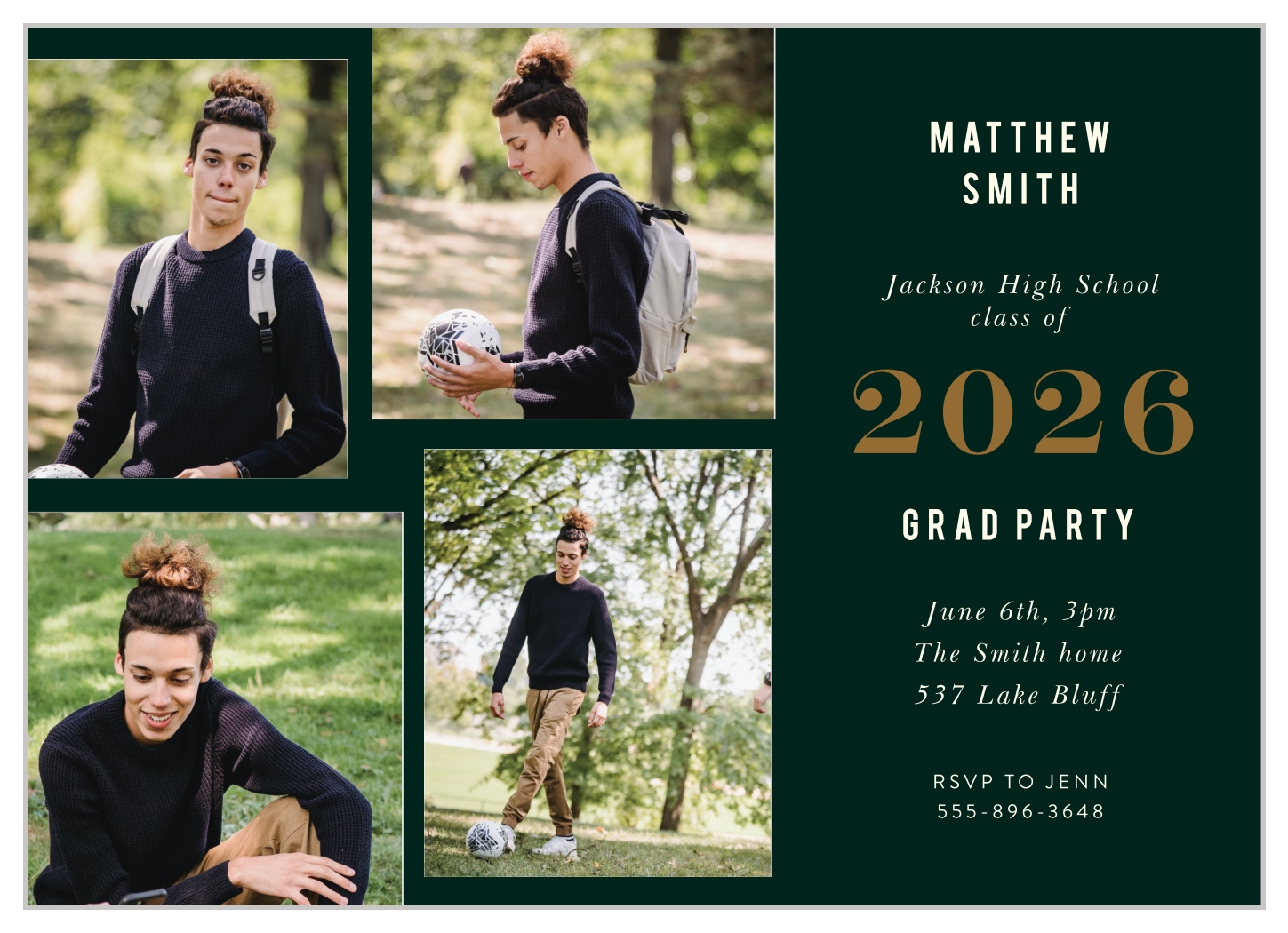 Soccer Player Graduation Invitations