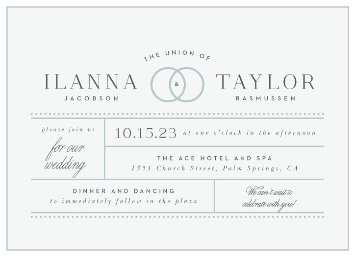 Set the stage for your dream wedding with our simple yet glamorous Rings & Stripes Wedding Invitations.