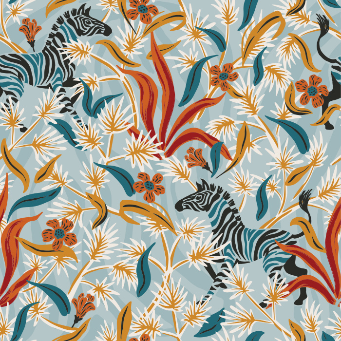 Create a colorful Serengeti in any room of your home with our Boheme Zebra Peel and Stick Wallpaper.