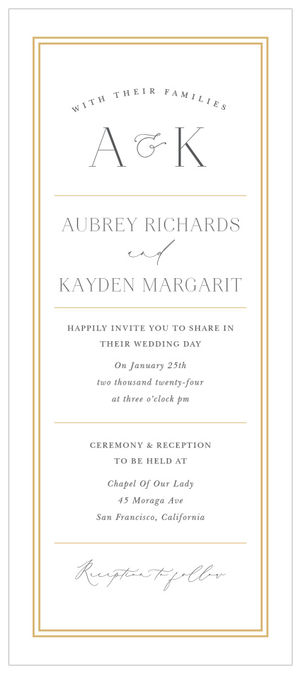 Set the stage for the perfect wedding with our Alluring Aubrey Tea Wedding Invitations. 