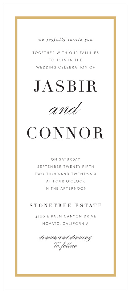 Create the perfect wedding with our Classic Frame Tea Wedding Invitations. 