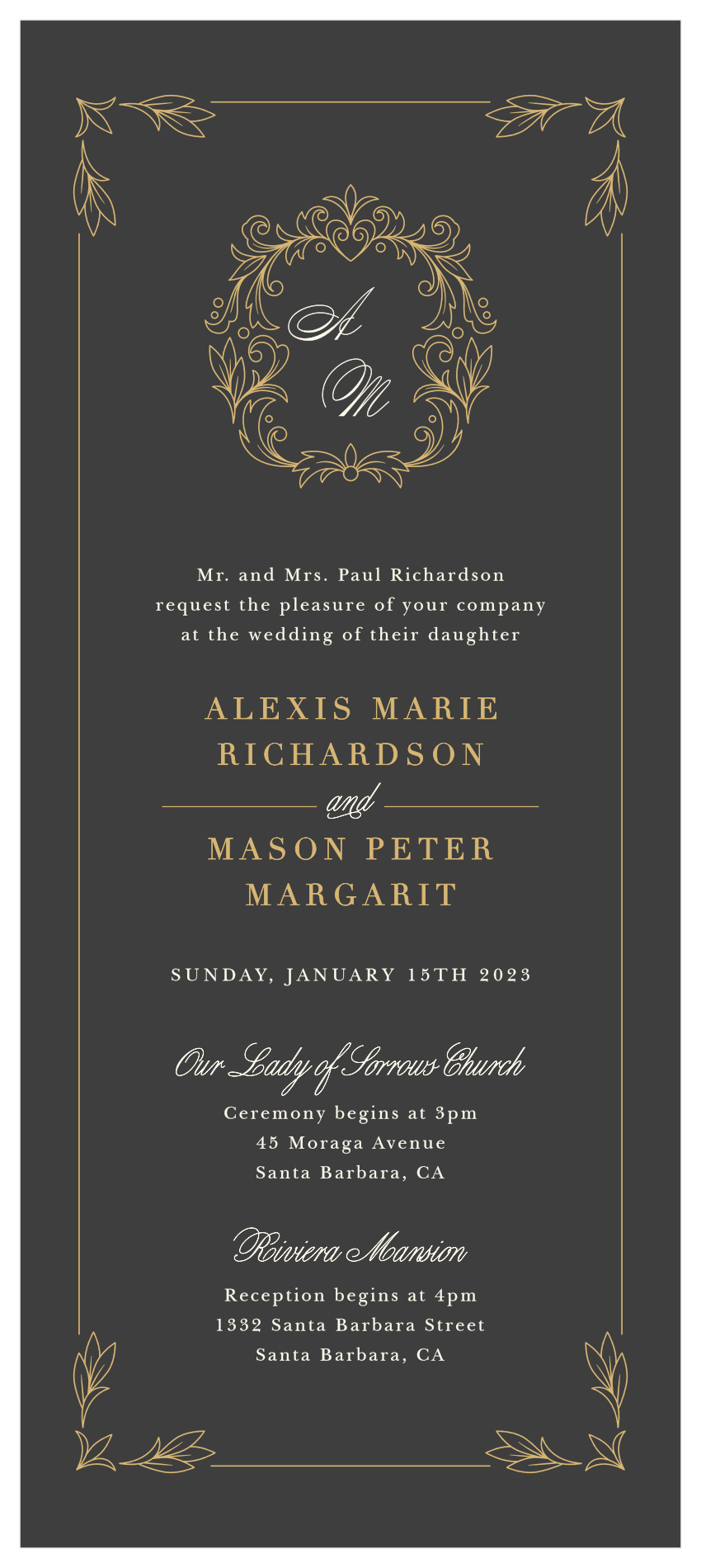 Ornate Baroque Tea Wedding Invitations