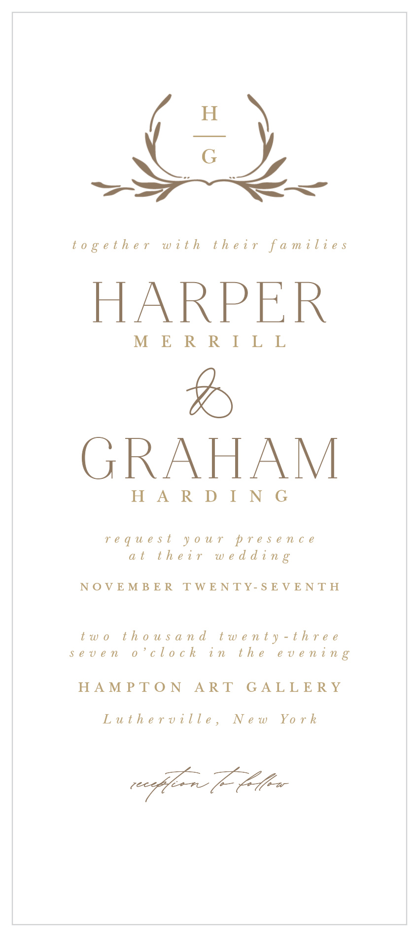 Monogrammed Minimalist Tea Wedding Invitations
